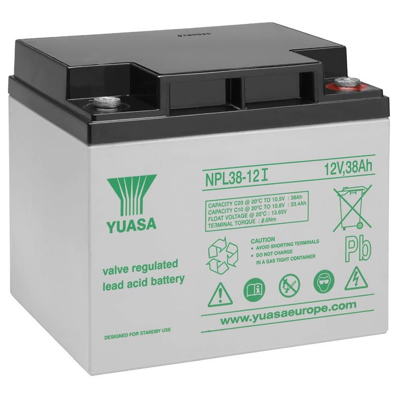 Batterie au plomb Yuasa NPL38-12I 12 volts, 38 Ah avec connexion M5
