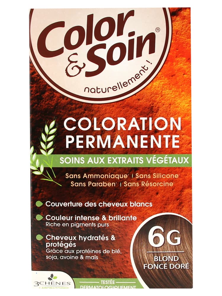 Les 3 Chênes Color & Soin Coloration Permanente Extraits Végétaux Sans Ammoniaque - Coloration : Blond Foncé Doré : 6G