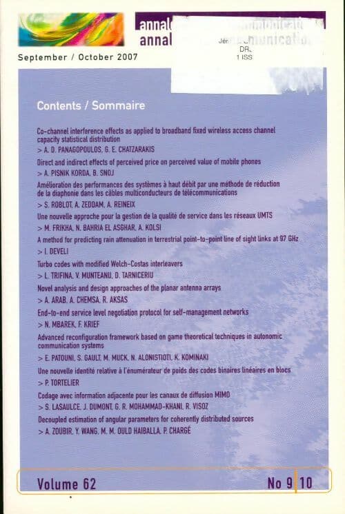 Annales des télécommunications september/october 2007 - Collectif
