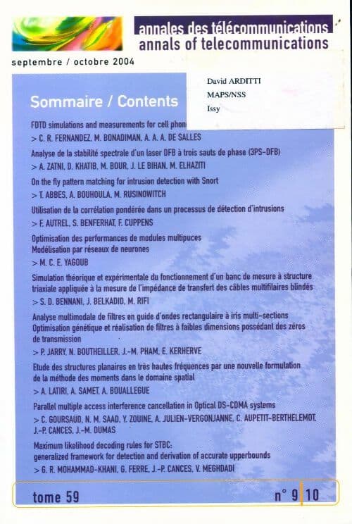 Annales des télécommunications september/october 2004 - Collectif