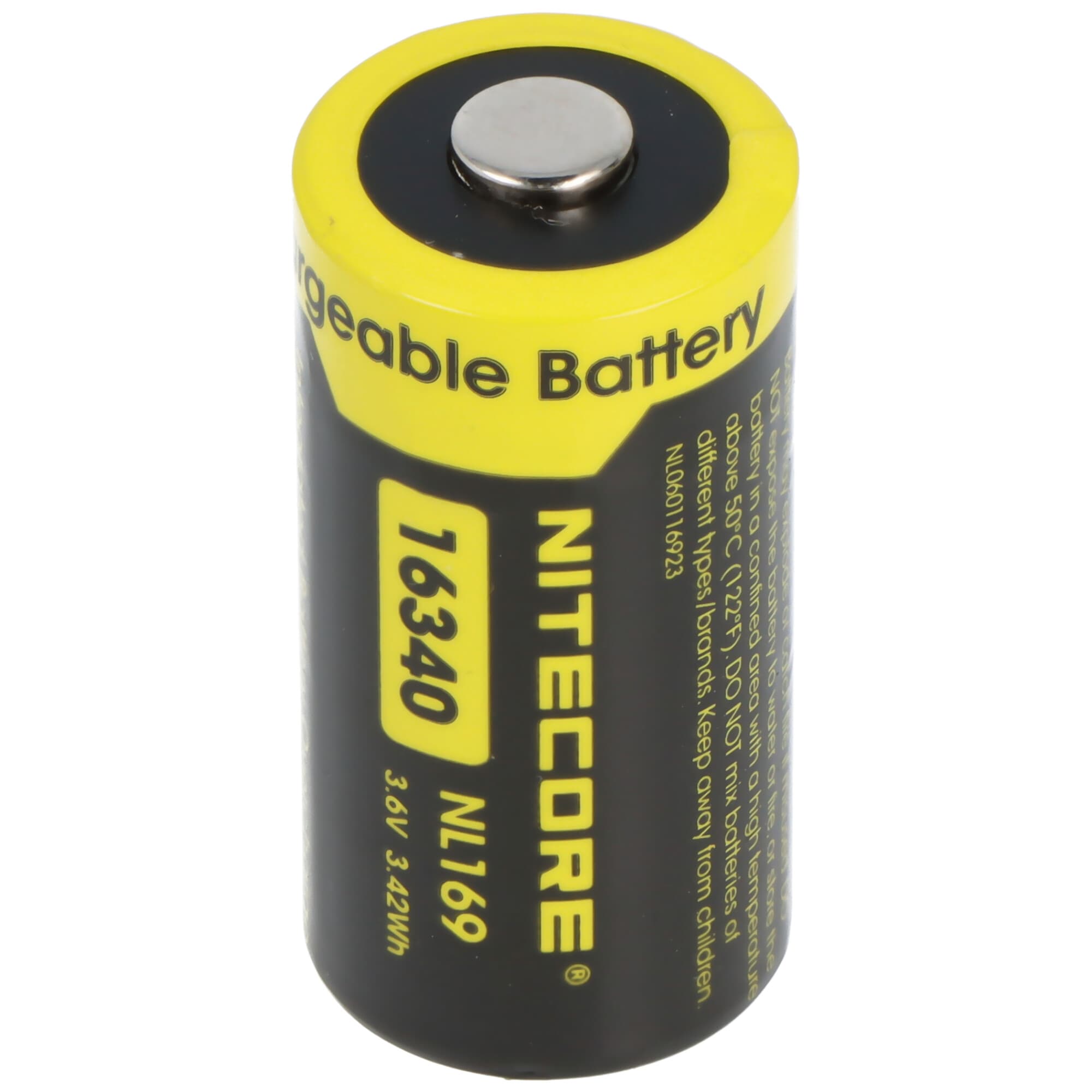 Batterie Nitecore NL169 16340 NC-NL169 batterie Li-Ion 3,7 volts 950mAh avec circuit de protection, courant de décharge maximum 2A