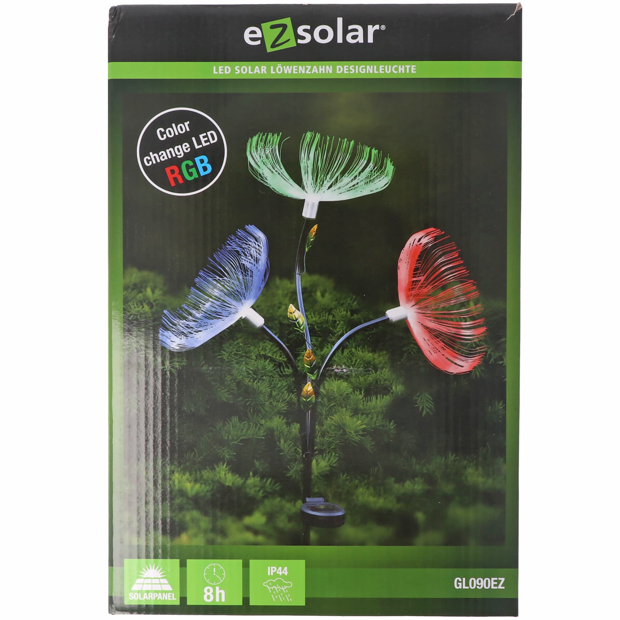 Lampe de jardin à LED Pissenlit avec 3 changements de couleur LED RVB, y compris panneau solaire et batterie