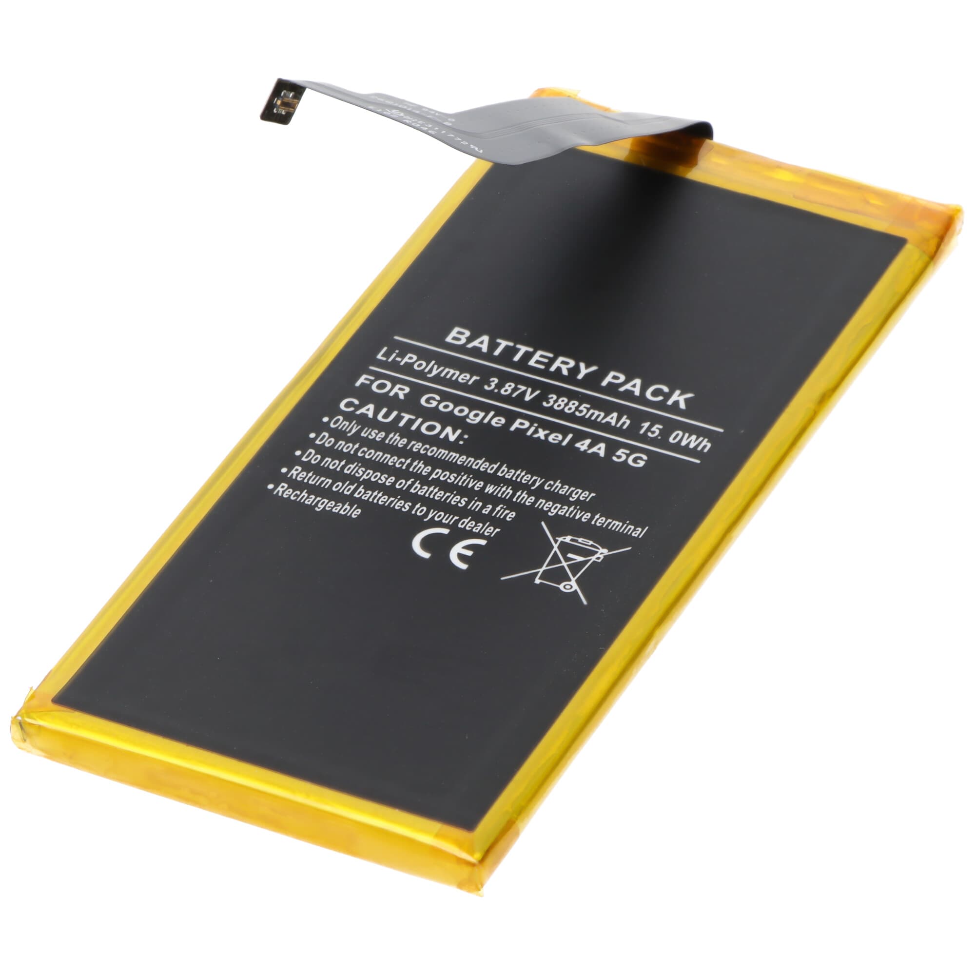 Batterie adaptée pour Google Pixel 4A 5G, Li-Polymère, 3,87V, 3885mAh, 15,0Wh