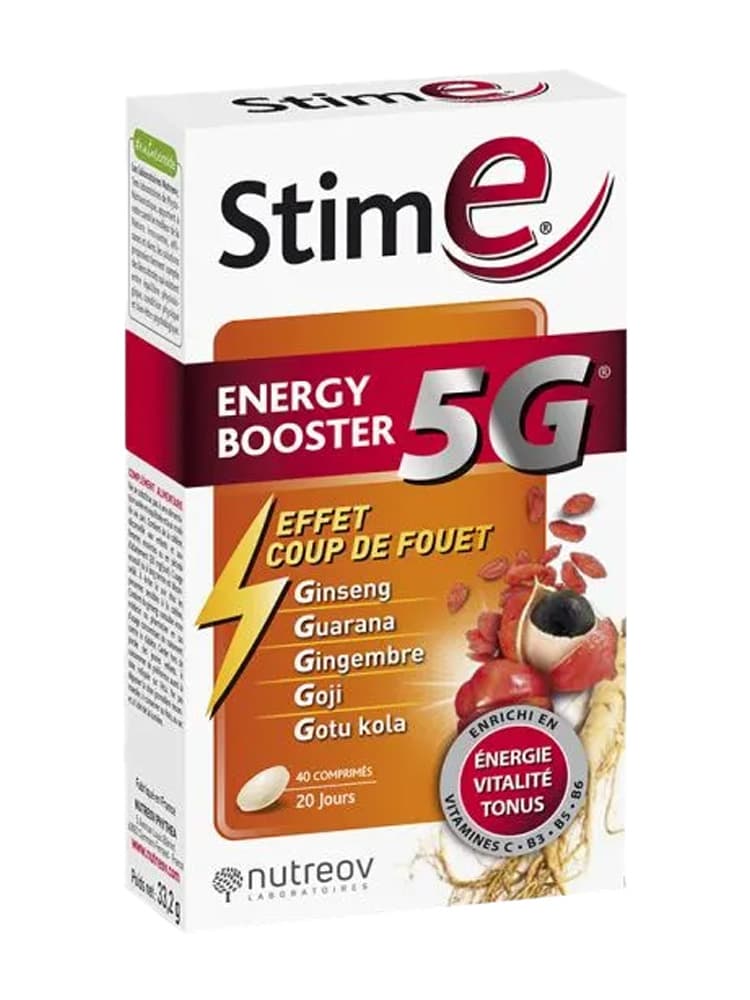Nutreov Stim e Energy Booster 5G Effet Coup de Fouet 40 Comprimés